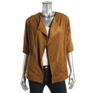 NWOT Alfani Faux Suede Perforated OpenFront Jacket